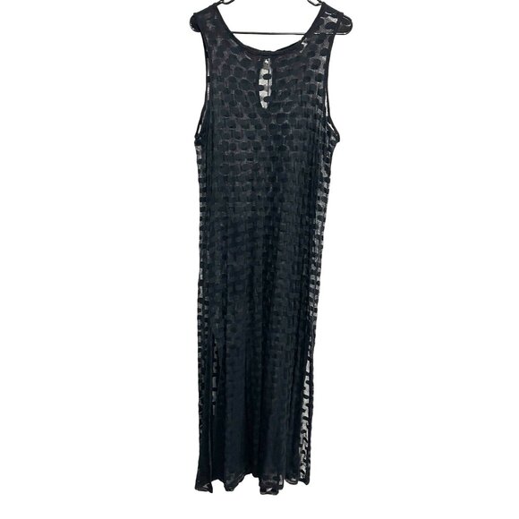 Bill Blass Swim Sheer Black Textured Maxi Dress Sleeveless Medium - Picture 1 of 8